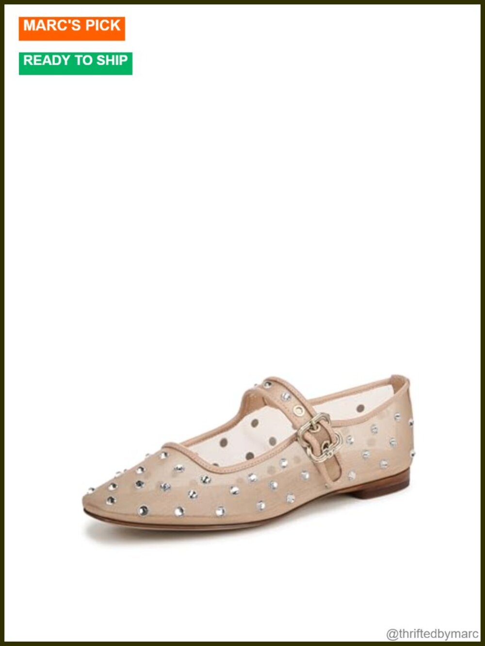 Mesh Ballet Flats Square Toe Buckle Closure Casual Work